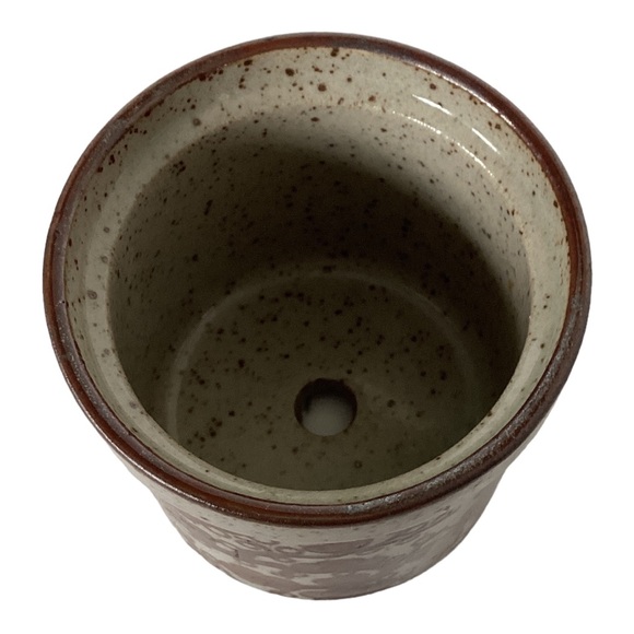 Takahashi Small Tan And Rusty Brown Planter Vase With Drainage Hole Vintage EUC - Picture 13 of 16